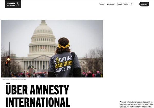 Website von Amnesty Schweiz
